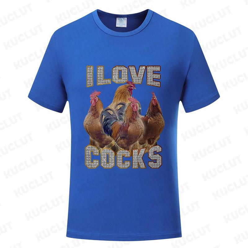 I Love Cocks Funny Roosters Meme T-shirt Chicken Enthusiast Short Sleeve T-shirt Men Women's Summer T-shirt Street Clothing