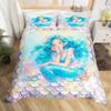 Mermaid Soft Duvet Cover Pink Teal Purple Scale Comfortable Quilt Cover Mermaid Beding Set Warm plus Comfortable Rainbow Beding Set for Young Girls