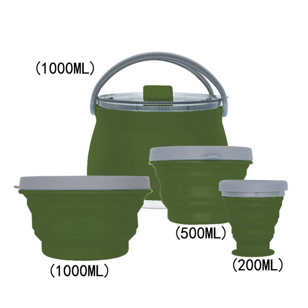 Portable Mini Folding Cup Bowl Set Heat Resistant Folding Camping Teapot Food Grade for Outdoor Travel Hiking Household Supplies