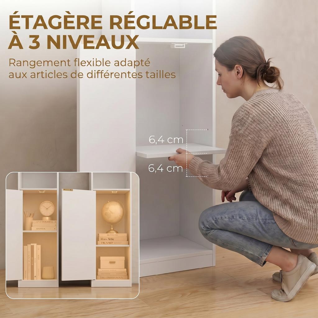 Bookshelf, 6-Tier Shelving Unit, 30 x 24 x 182 cm, Cabinet, Adjustable Shelf, White