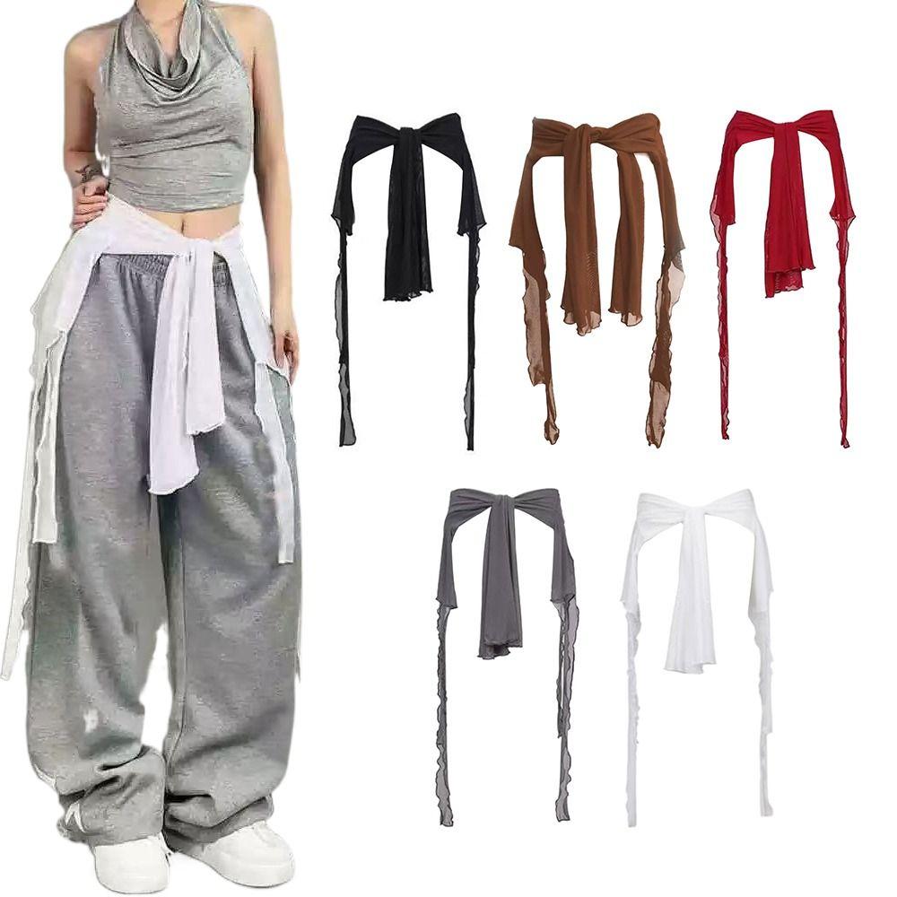 See Through Hip-hop Scarf Streetwear Waistband Jeans Pants Decor Jazz Dance Scarf