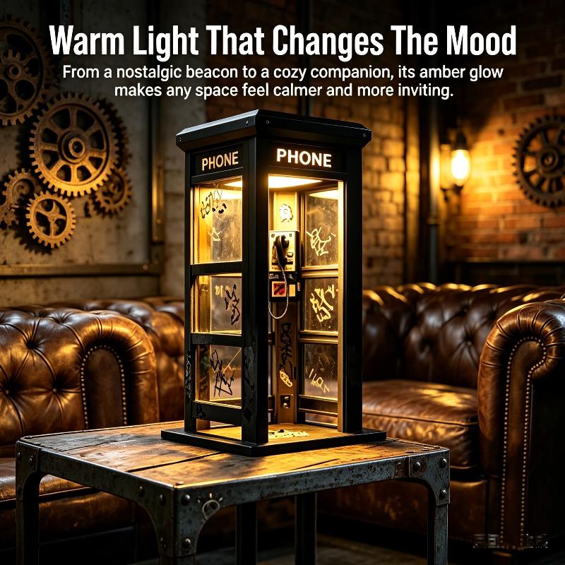 Retro Vintage Große Telefonzelle Lampe – Mini-Telefonzelle Stimmungs-Schreibtischlicht Für Heimdekoration, Klassisches Design