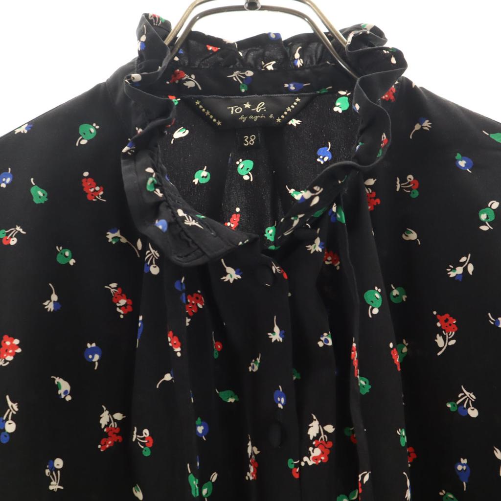 To B. by Agns B Floral Long Sleeve Blouse 38 Black Women Used