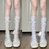 Socks Woman Summer Thin Middle Tube Casual Knit Sweet Pure Versatile White Socks High Tube Beautiful Leg Socks
