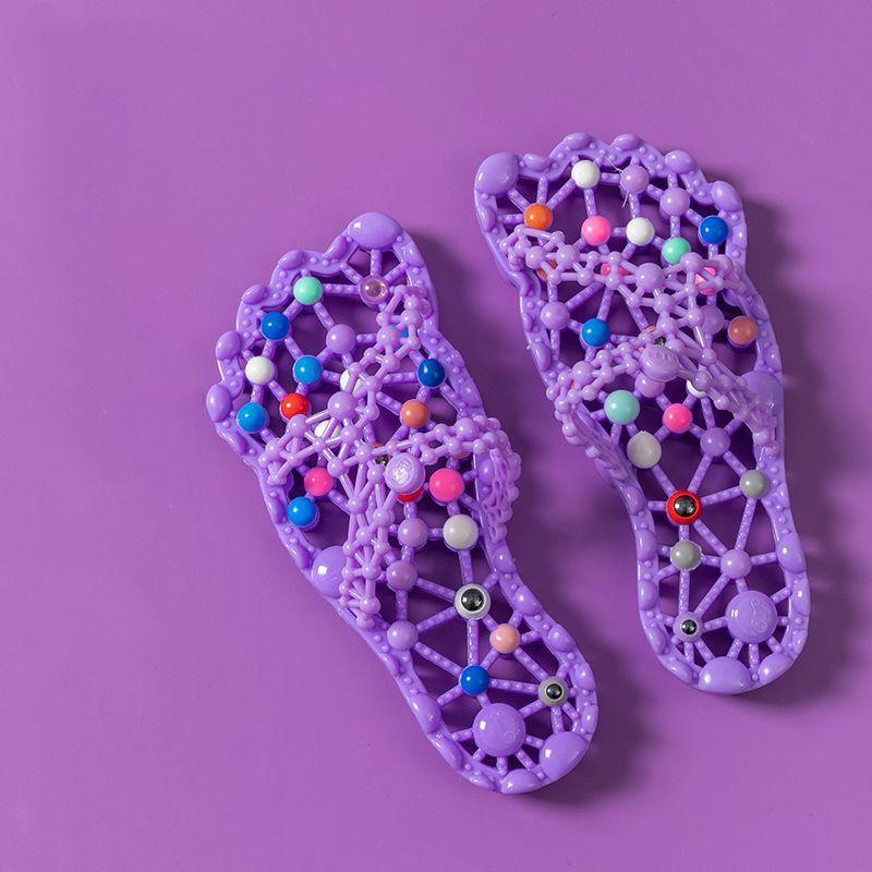 Summer Women's Bathroom Slippers, Hollow Non-Slip Indoor Shower Slippers, Quick Dry Leakage Home Dormitory Slippers with Foot Massage Sole
