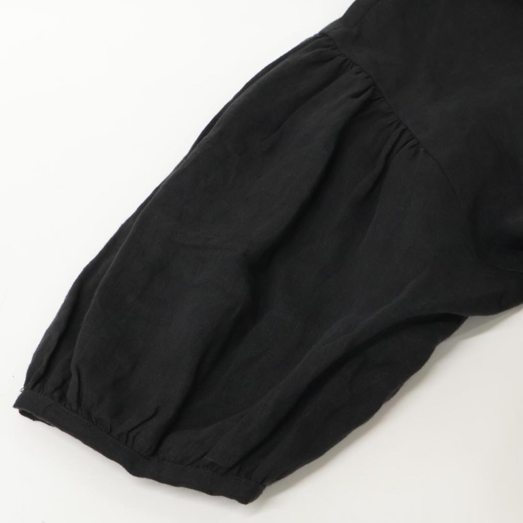 L'Appartement 20-040-560-00004 Black Linen Wrap Dress Dress Not Written blackUsed