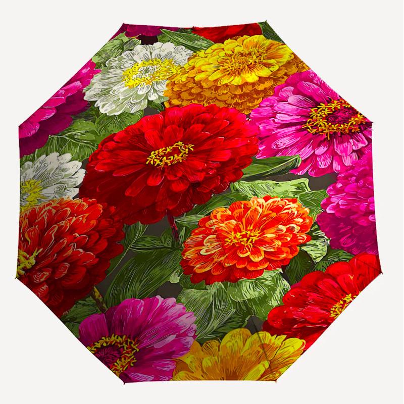 1 Stück Blumenmuster-Regenschirm - 8 Speichen verstärkt - Tragbar - Faltbar - Reise - Geeignet für alle Jahreszeiten - Outdoor - Tägliche Nutzung -J0340
