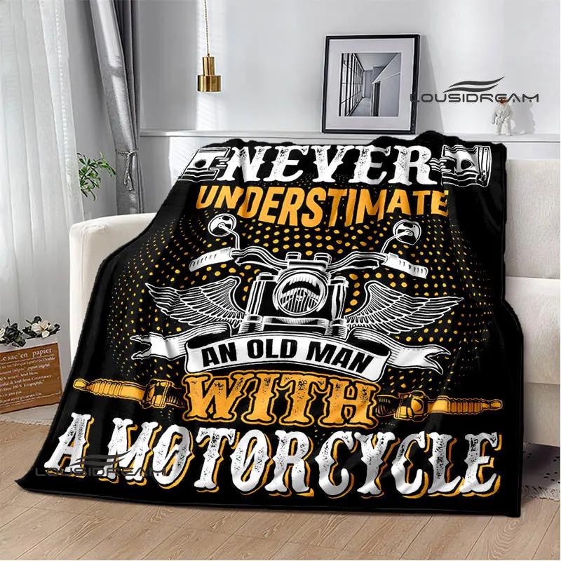 Motorcycle Retro Printing Blanket Flange Warm Soft and Comfortable Picnic Blanket Bed Linings Birthday Gift