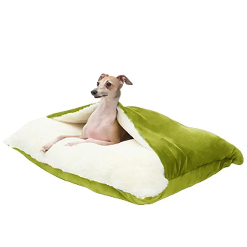 Waschbares Winter Haustierbett Warm Hunde Zwinger Abnehmbar Bissfest Welpen Sofa Kissen Plüsch Katzenmatte für Großes Haustier Schlafsack