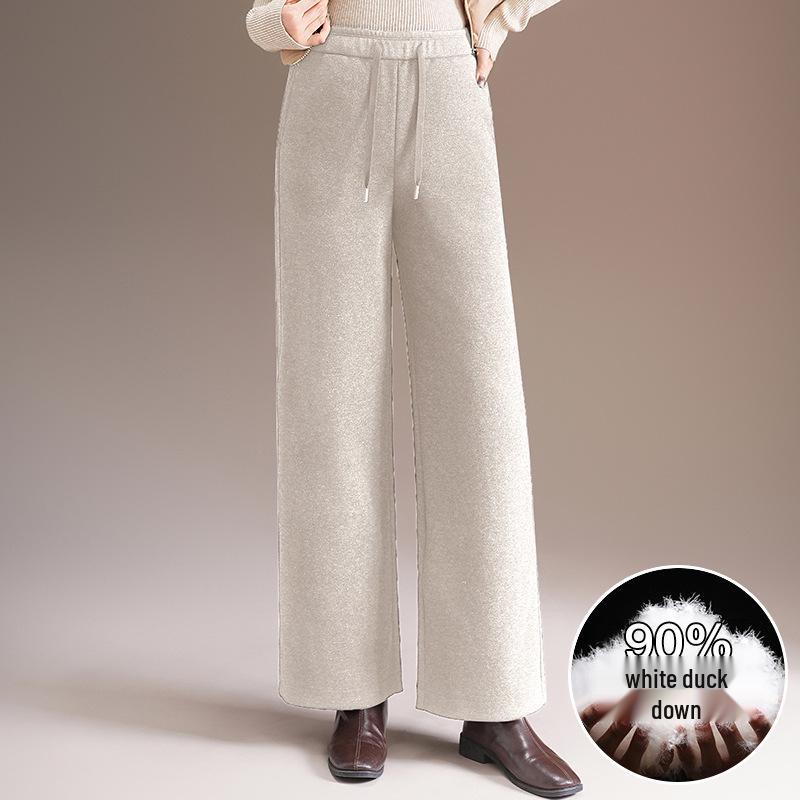

Korean Style Elegant Winter Women s White Duck Down Pants XXL абрикосовый