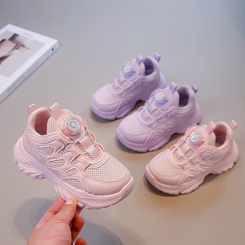 Girls Mesh Sneakers 2025 Autumn New Soft-soled Non-slip Breathable Fashion Medium and Older Children's Versatile Casual Shoes