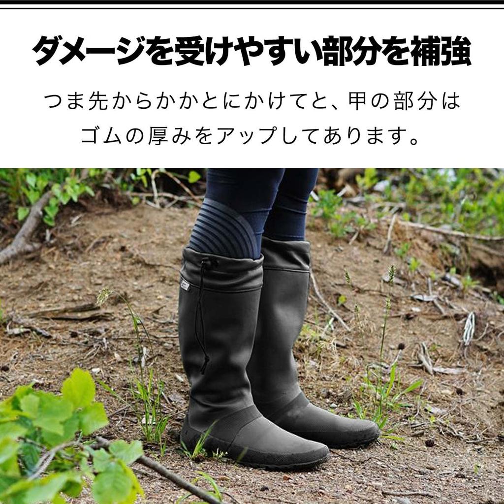 Fielda Rain Boots 24cm with Storage Compact Storage (Size / Black) Bag, Unisex, Men's, Women's, Kids', Drawcord,