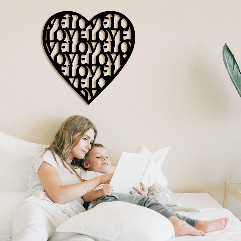 Geometric Heart Metal Wall Art Modern Iron Decor Living Room Home Gift Valentine Anniversary Housewarming