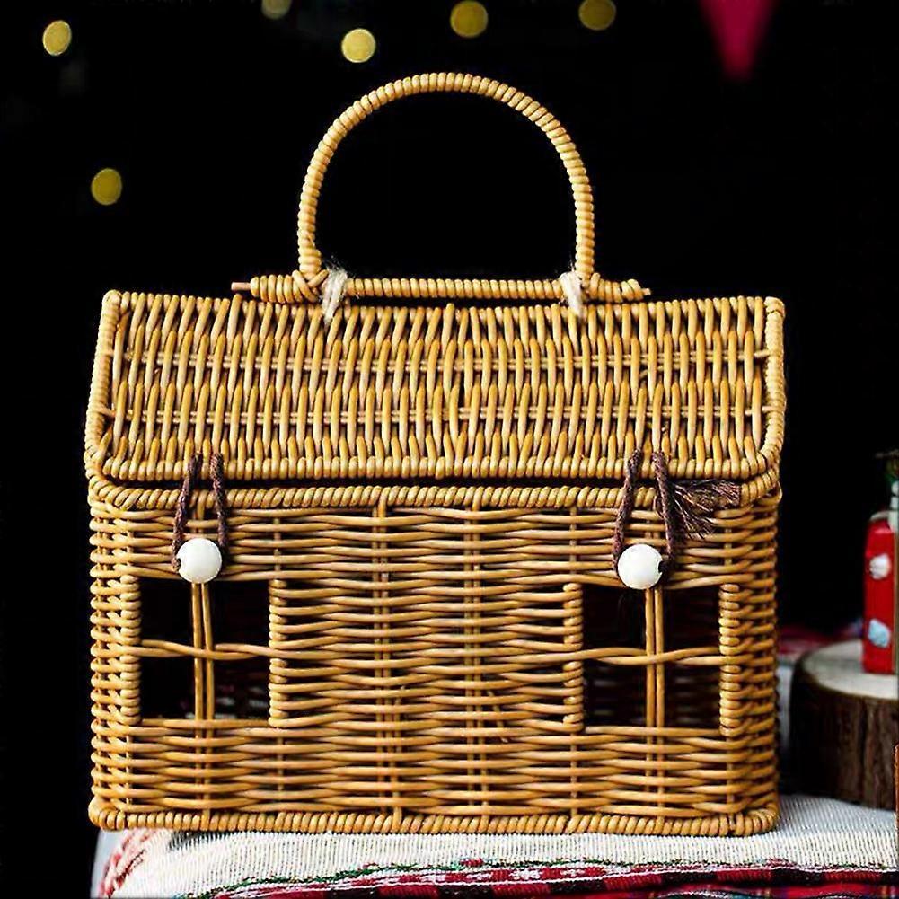 Handgeflochtenes Kreatives Kleines Haus Rattan Picknick Aufbewahrungskorb Hochzeit Brautjungfer Handgehaltene Geschenkbox