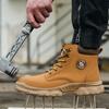 Men's Safety Shoes Steel Toe Anti- Crush Resistant Kevlar Outdoor Work Boots Lightweight Mid-Cut Boots for Industrial Use