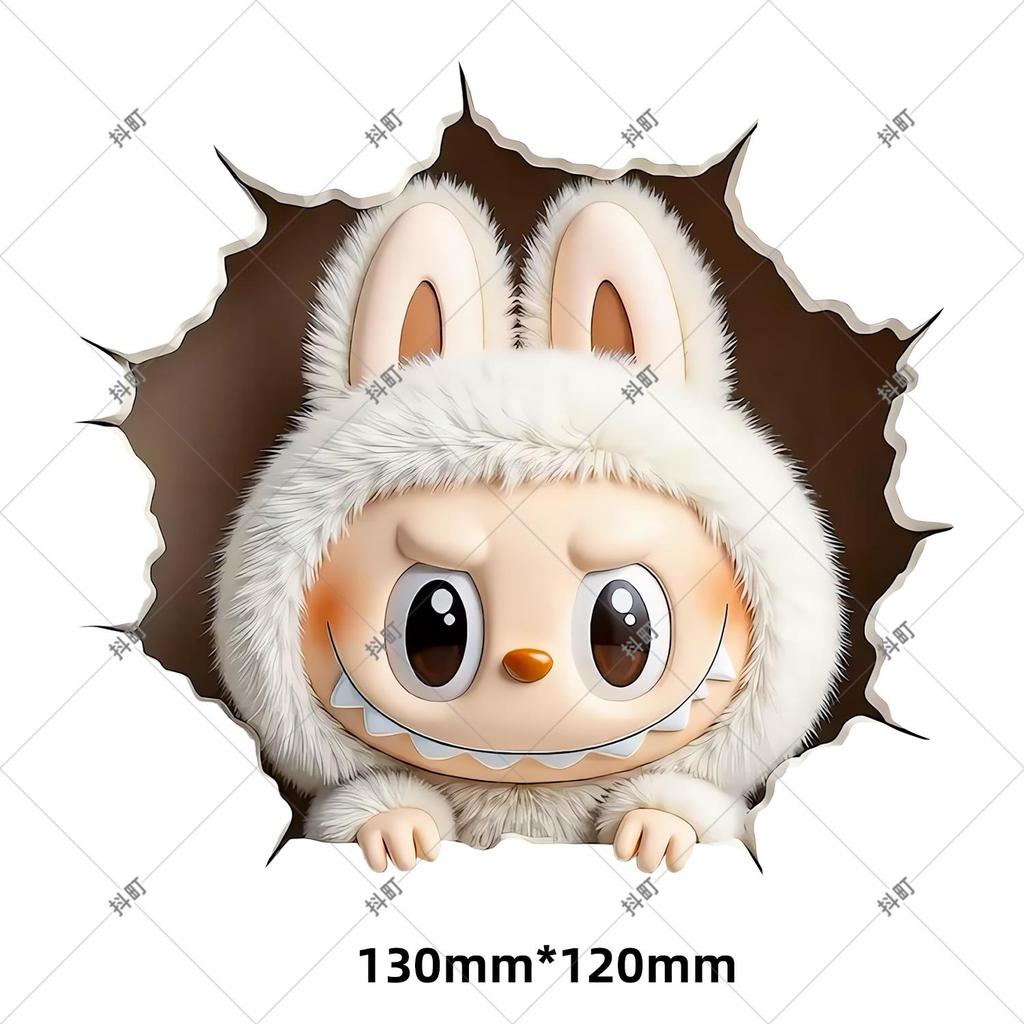 Labubu Cute Plush Doll Refrigerator Magnet - 3D Personality, Strong Magnetic, Waterproof Door Decoration Sticker.