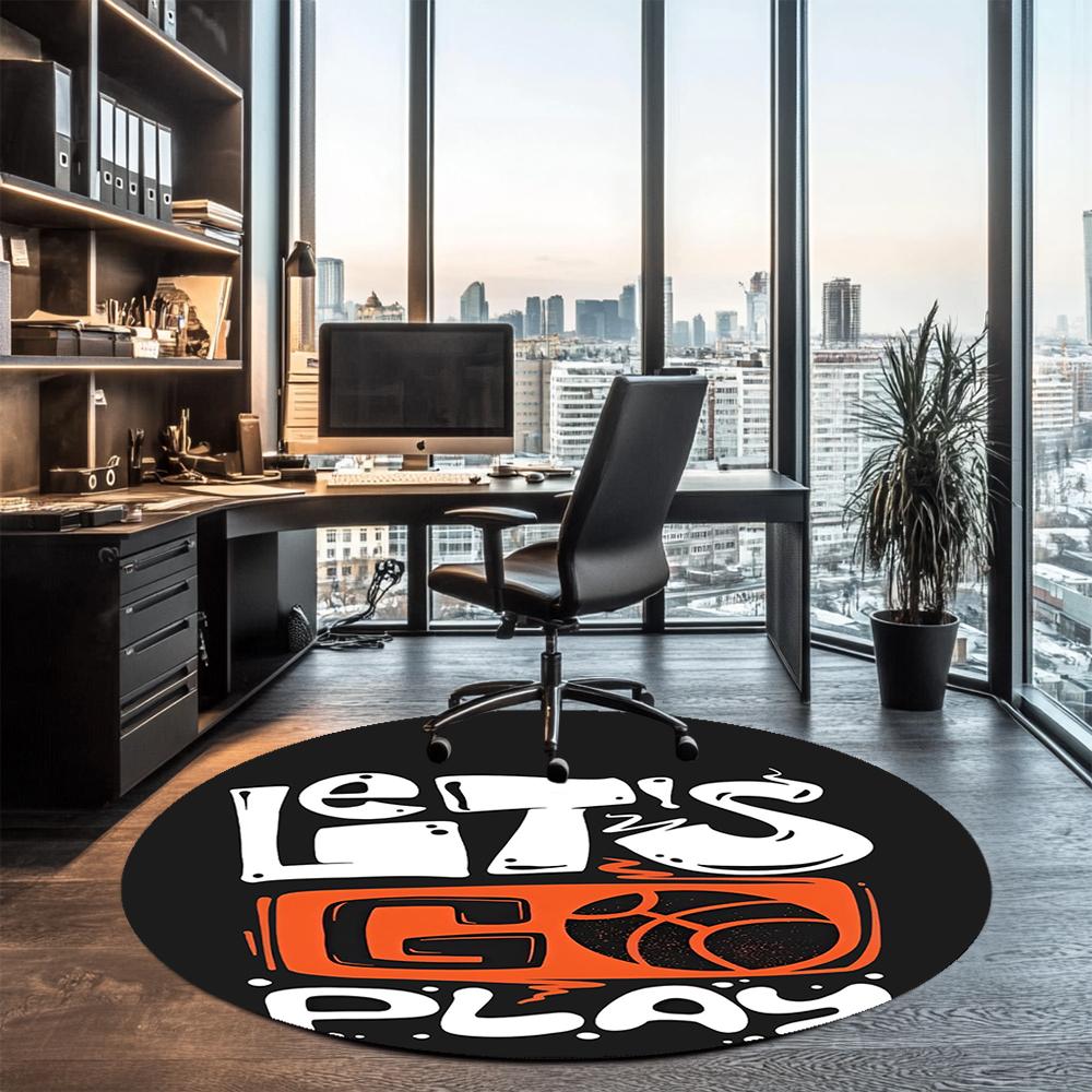 Basketball Printed Round Rug Carpet Chair Rug Area Rug Entryway Doormats,for Office Chair Living Room Bedroom Kitchen Room.