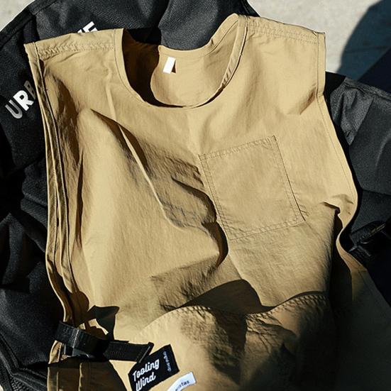 Nylon Apron Waterproof Stain-proof Casual Waistcoat Apron Solid Color Sleeveless Vest Workwear with Pockets for Kitchen Crafting