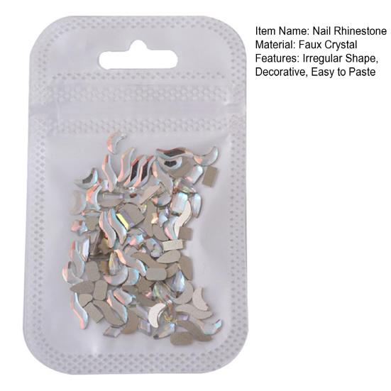 Yousheng 100Pcs/Bag Nail Rhinestone Flat Back Diverse Styles Easy Paste Shining Nail Decoration Faux Crystal Irregular Shape Nail Art Charm Craft
