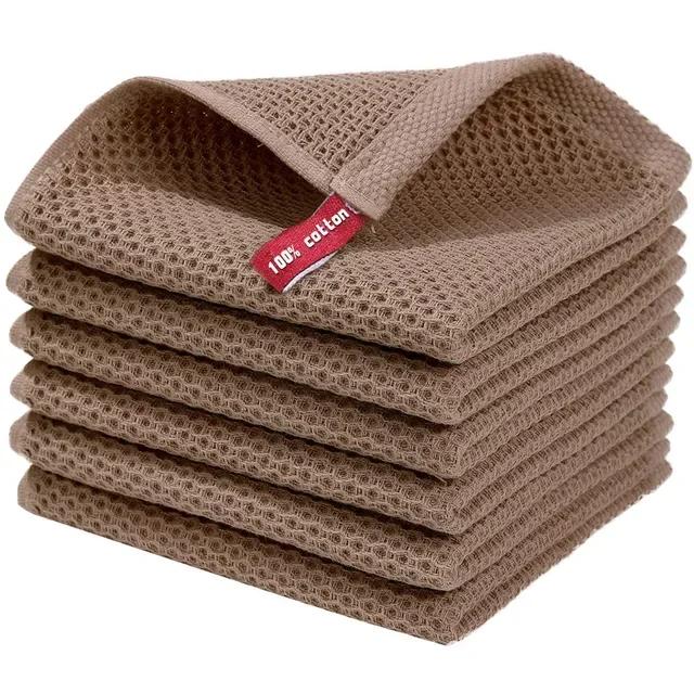 

34x34cm Cotton Kitchen Towel 6Pcs Ultra Soft Absorbent Dishcloth Cleaning Rags Wash Cloth Household Kitchen Cleaning Supplies 6 PCS