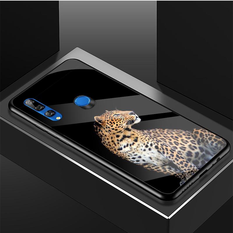 Jaguar Handyhülle aus gehärtetem Glas für Huawei honor 8X 9 10i 20i 20Lite 20Pro 30 Pro Cover Shell