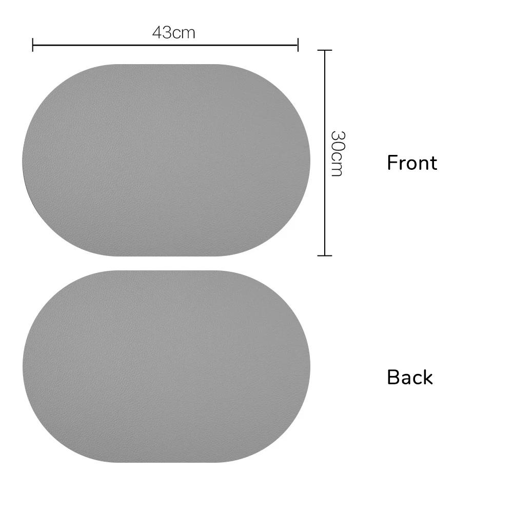 

Double-Sides Oval Leather Placemat PVC Waterproof Oil-Proof European Dining Table Mats Western Style Table Decor 43x30cm 1pc