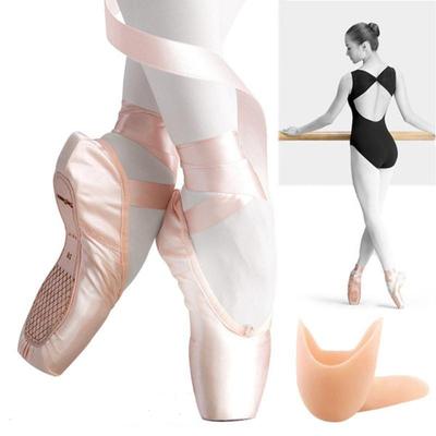 Tamaño: 31-43 Zapatos de punta, zapatillas de ballet de lona, ​​zapatillas de ballet para niñas, suela dividida plana para mujeres con almohadillas para los dedos