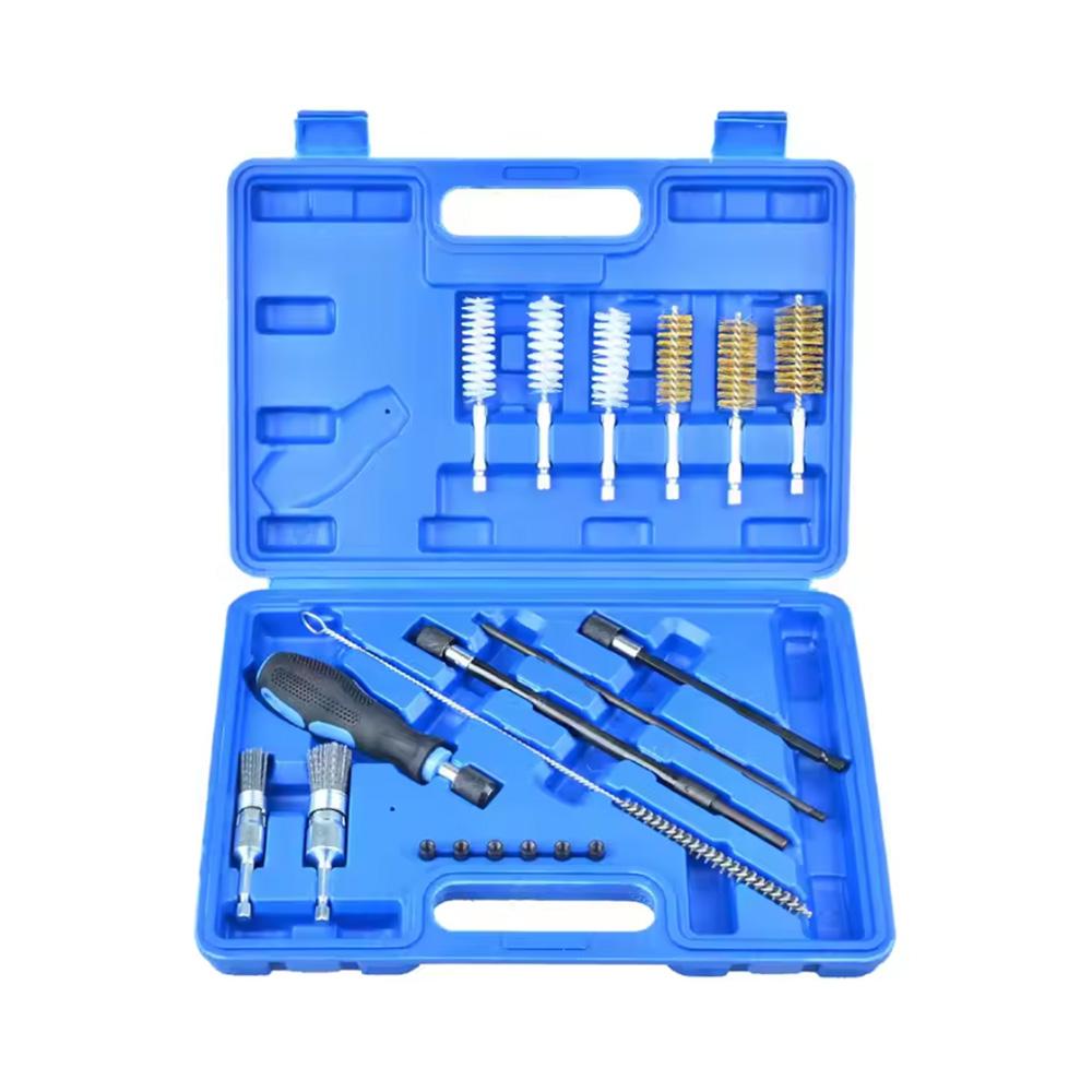 

19-Piece Diesel Fuel Injector Seat Cleaner Set High-Hardness Bristle Brushes For Engine Maintenance & Injector Rust Removal синій