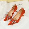 Water Diamond Bow Pointed, Thin Heel, Silk Heel, Single Shoe, Wine Glass Heel, Women's Single Shoe