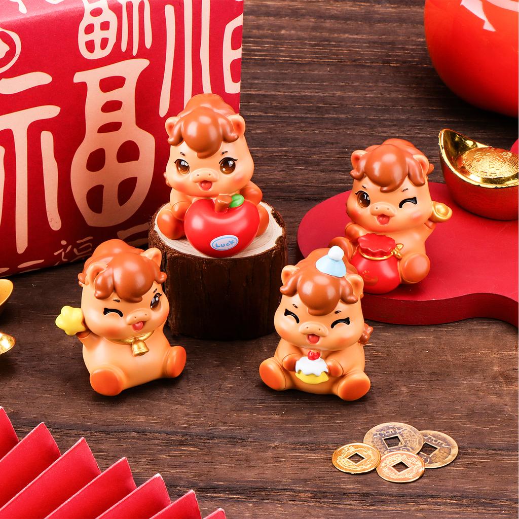 4 Stuks Chinees Nieuwjaar Paard Beeldjes Mini Hars Zodiac Beelden Jaar Van Het Paard Beeldjes Schattige Rijkdom Geluk Micro Landschap Ornam