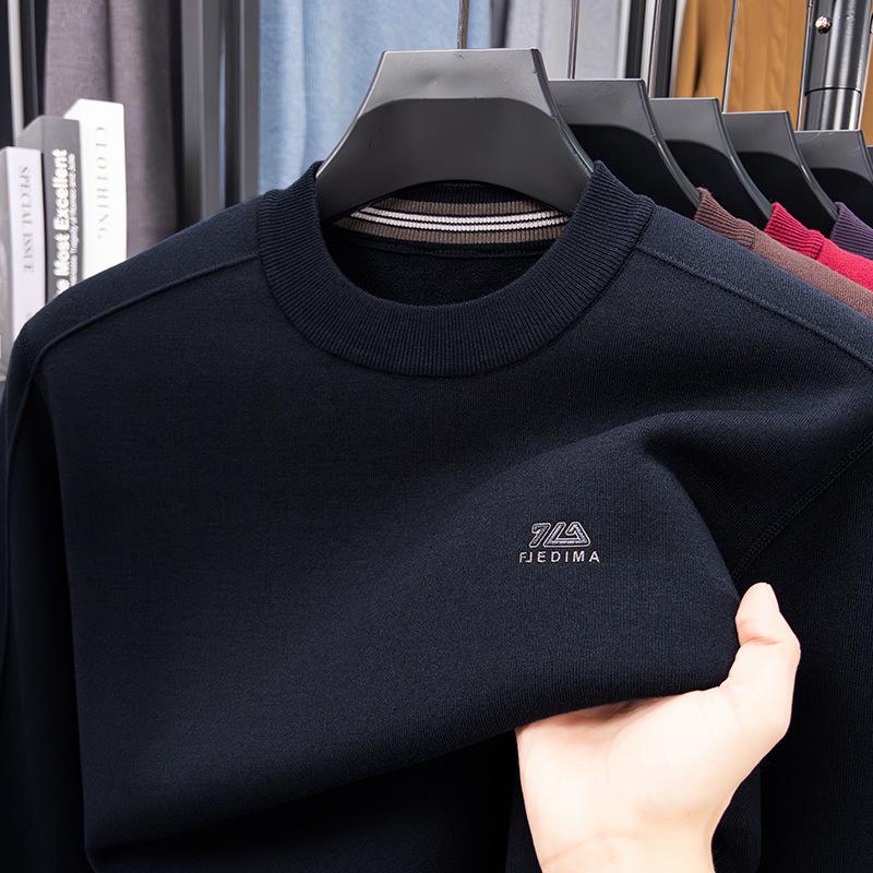 

Men s Plus Velvet Knit Sweater - Thickened, High Elasticity, Anti-Pilling, Loose Fit, Skin-Friendly Base Layer for Autumn/Winter. 4XL (175-190 jin) темно-блакитний колір