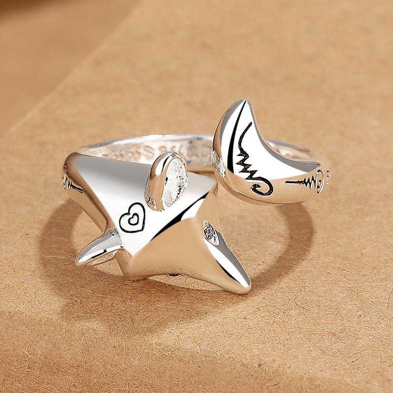 925 Sterling Silver Fox Ring Adjustable Simplicity Fashion Exquisite for Women Wedding Jewelry Accessories Gifts Wholesale