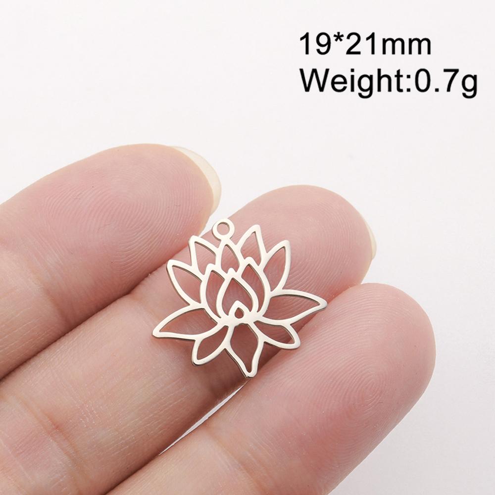 Dawapara Lotus Flower Charm for Jewelry Making Yoga Buddhist Mandala OM Lotus Pendant Accessories Stainless Steel Jewelry