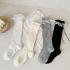 Children Sweet Bow Lace Socks Summer Thin Breathable Mesh Mid-calf Socks For Girls Fashion Ballet Style Solid Kids Calf Socks