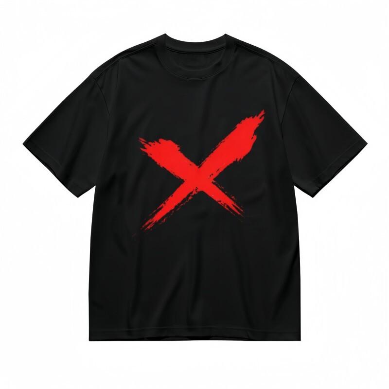 

Men s Trend Breathable Classic T-Shirt Raw Red X Artwork Round Neck Cotton Tee XL