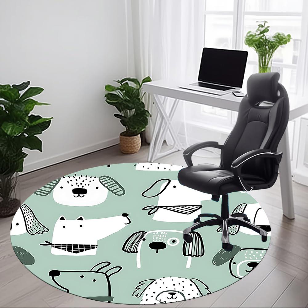 

1pc Dogs Pattern Office Round Area Rug, Indoor Mat Suitable For Office, Under Office Chairs Bedroom Living Room Home Decor, Room Deco220 80cm by 80cm