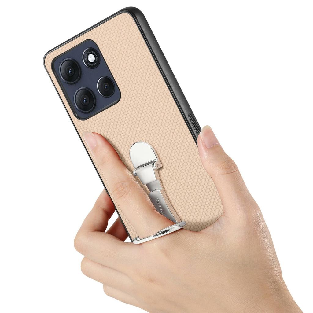 CASENEO C1-19 for Motorola Moto G86 Power 5G Case Folding Kickstand Leather Back Cover Carbon Fiber Texture