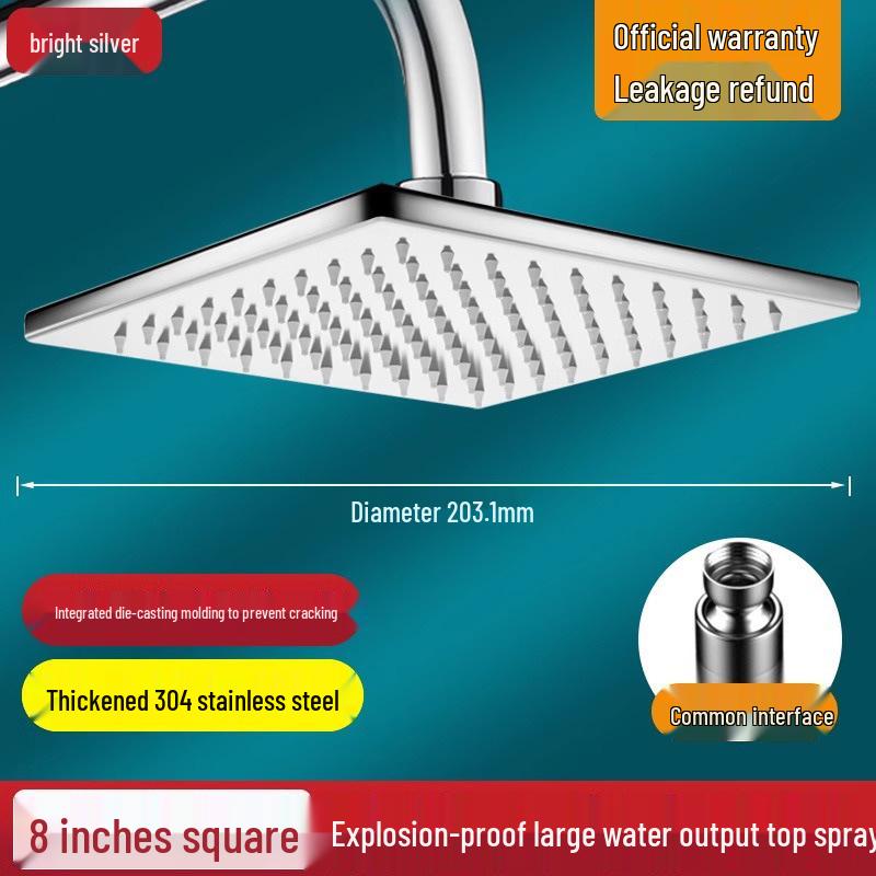 Cabezal de Ducha Grande de Alta Presión de Acero Inoxidable 304