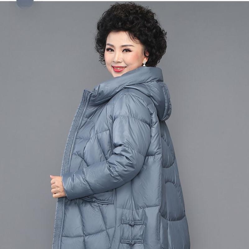 

Winter New Down Jacket Medium and Long Women s Jacket Warm Middle-aged and Elderly Jacket L синій