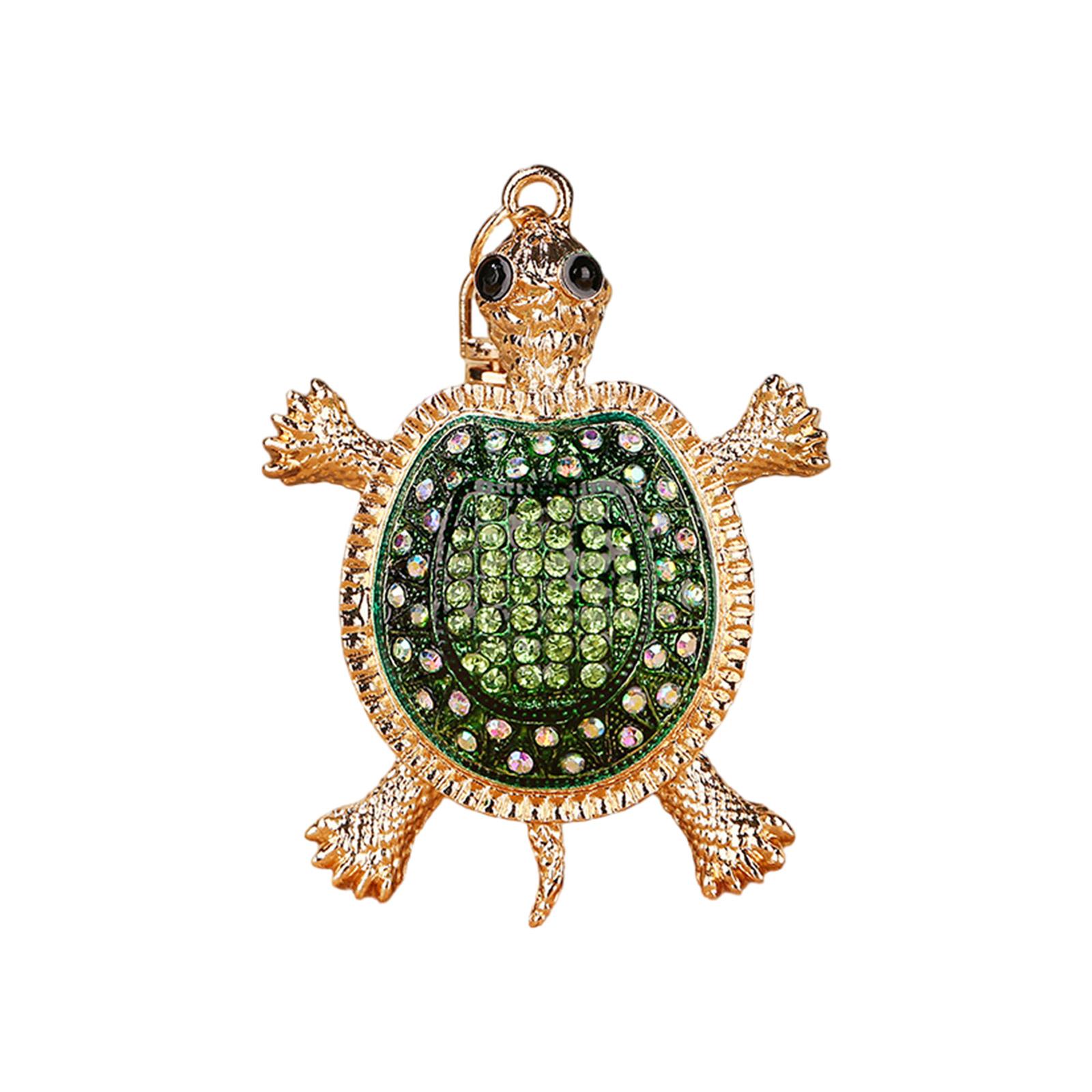 

Turtles Rhinestones Keyring Charm Pendant Vibranting Color Glitter Keychain Bag Charm for Handbag Purse Accessories зелёный