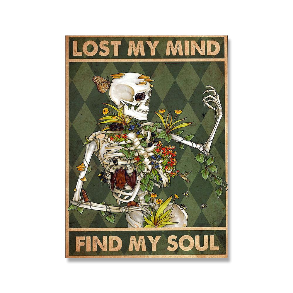 Skelett Mental Skull Poster Lose Your Mind Find Your Soul Kunstdruck Vintage Get Naked Lustiges Badezimmer Leinwandgemälde Home Decor Kein Rahmen