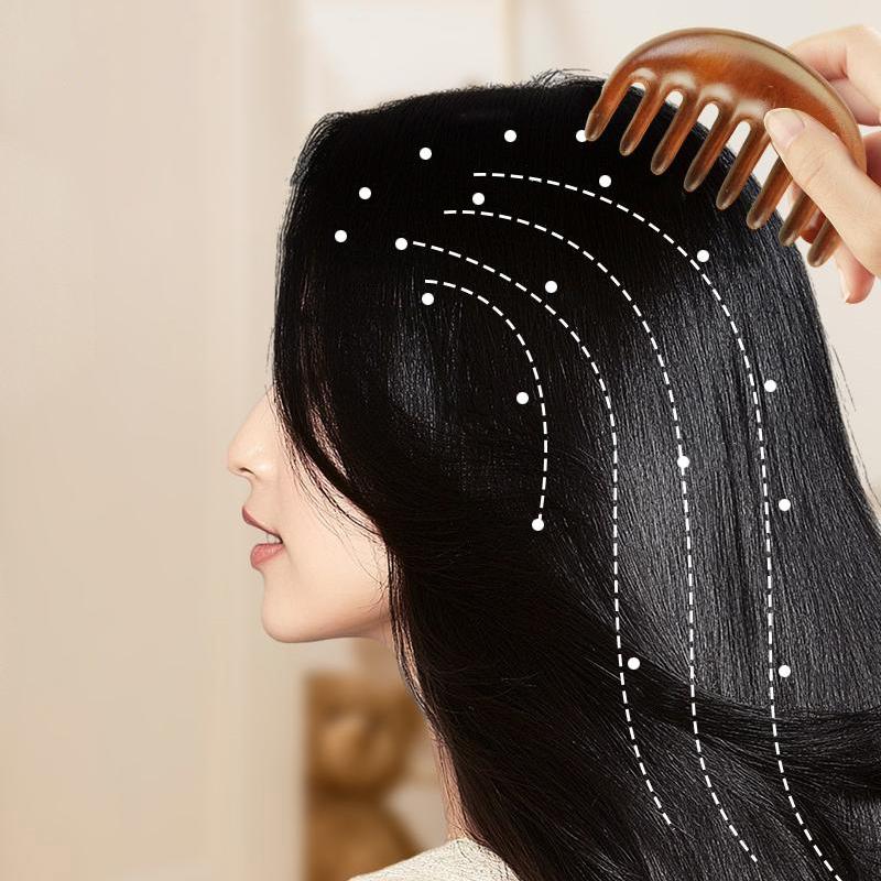 Sandalwood Massage Comb Head Meridian Scalp Comb Face Eye Shoulder Neck Scraping Treatment Anti-Static Wide Tooth Comb