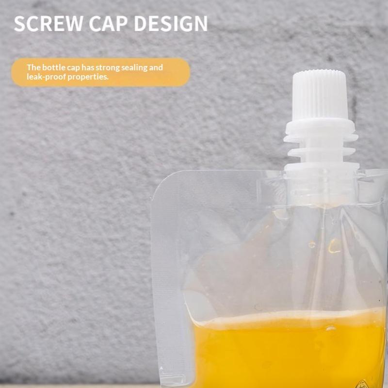 20 pièces Poches Réutilisables Transparentes avec Bec pour Boissons Étanches Sacs Souples en Plastique pour Smoothie Thé Voyage en Randonnée
