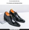 Men's Cross-Border Shiny Leather Dress Shoes - Pointed, Chunky Heel, Height Increasing, Zippered for Spring & Autumn