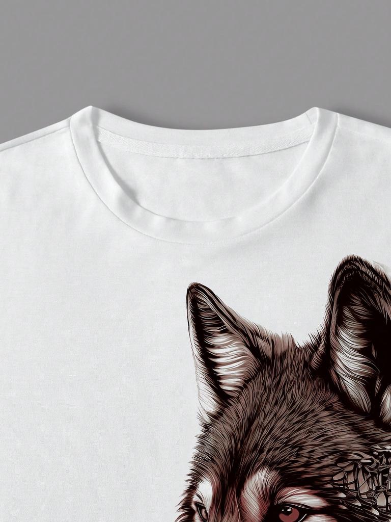 Manfinity LEGND Pánské letní módní tričko s krátkým rukávem s potiskem vlka