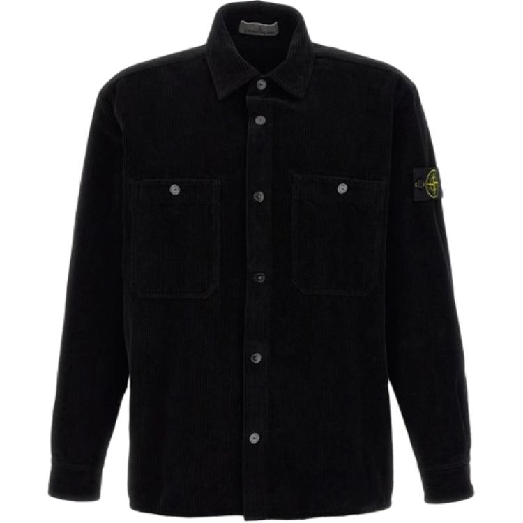 

Stone Island FW25 Вельветова куртка-сорочка з логотипом спереду, подвійною кишенею, двосторонньою блискавкою та довгими рукавами, чоловічі куртки K2S151200012S0212-V0029 M