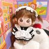 niannyyhouse 20cm Plush Clothes Black & White Maid Outfit Set with Headwear, Apron, and Dress, Cotton Doll, Interchangeable