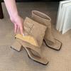 Mode Mode Schnalle Damen Knöchelsandalen Stiefel mit Absätzen Schuhe Weiblich Offene Zehen Fußbekleidung Slip On Damen Kurze Stiefeletten Zehensandalen