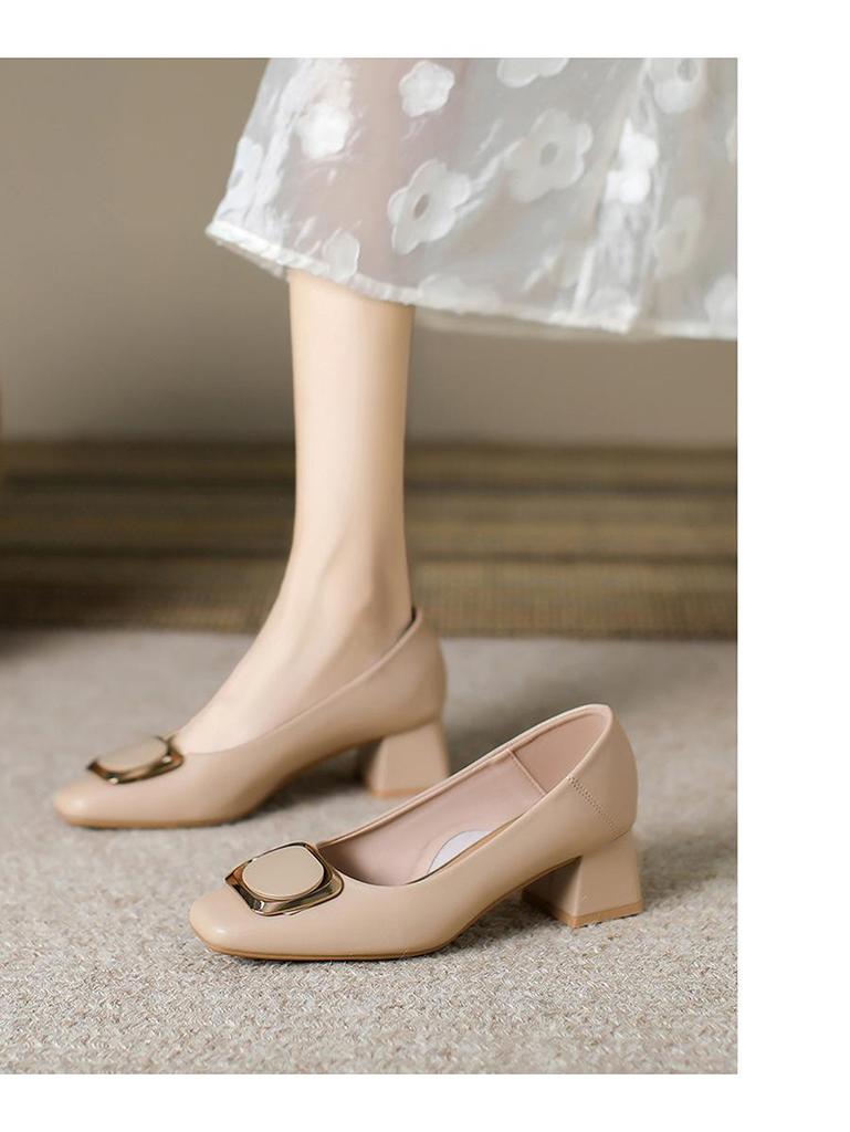 Women's Chunky Heel Low-Cut Work Shoes for Autumn