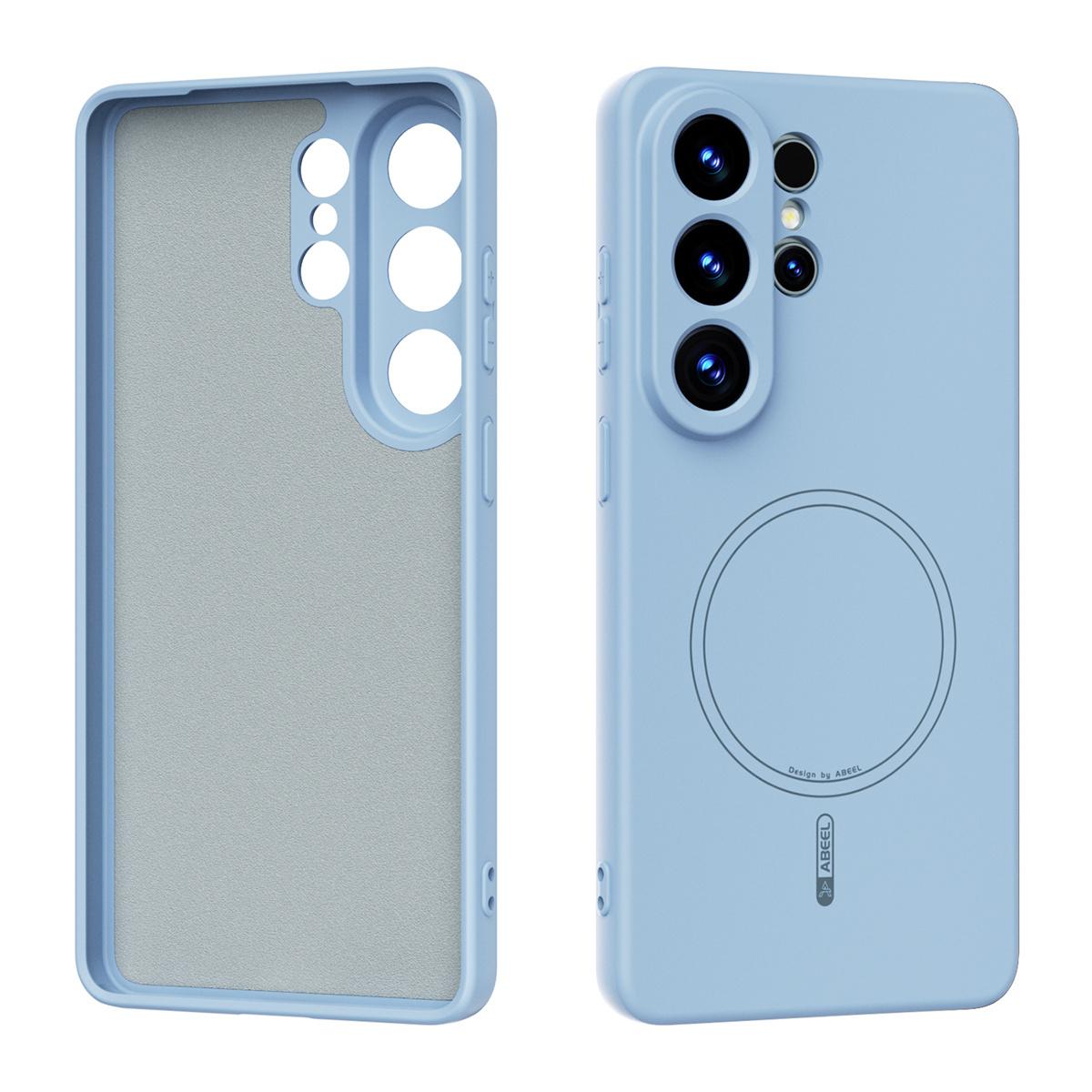 

Liquid Silicone Phone Case for Samsung Galaxy S26 Ultra S25 Plus S24 FE S25 Edge for Magsafe Magnetic Wireless Charging Cover Galaxy S26 небесно-голубой